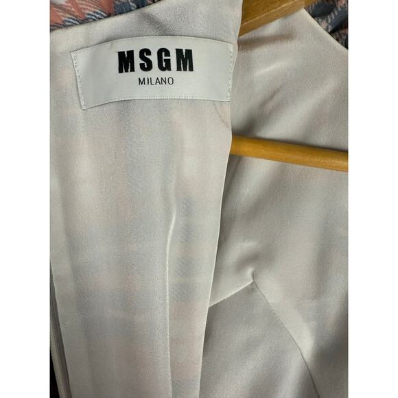 MSGM Milano Designer Sleeveless Ruffle Plaid Mini Dress Red Size 8 - Picture 9 of 10